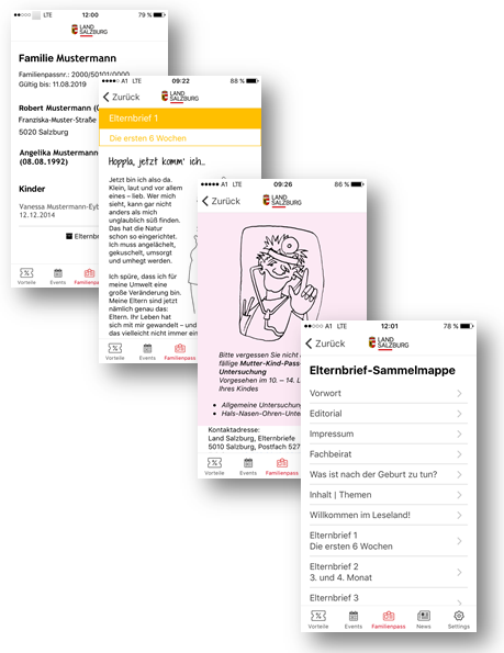 Familienpass-App Seitenbeispiele